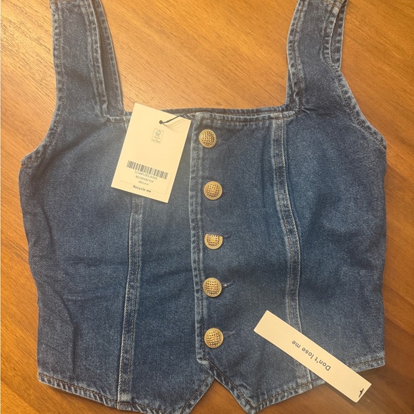 Reformation Blue Denim Crop Top - Picture 4 of 7